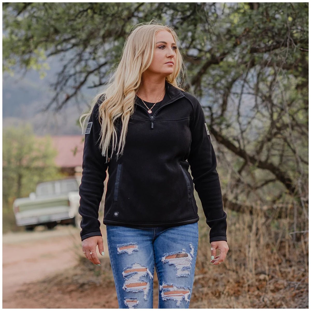 Grunt Style Women's Tech Quarter Zip Fleece Jacket - Black - Forza Sports