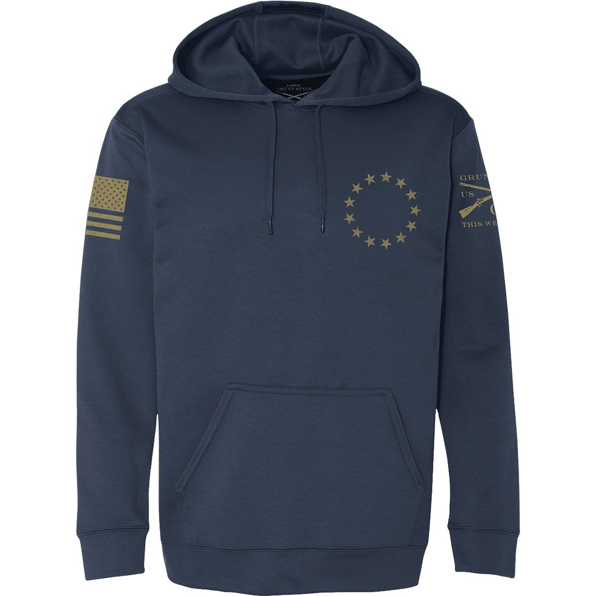 Grunt Style Betsy Rifle Flag Poly Pullover Hoodie - Navy - Forza Sports