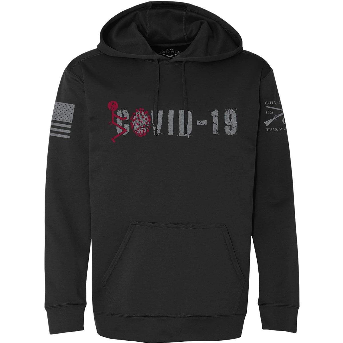 Grunt Style F*ck Covid - 19 Poly Pullover Hoodie - Black - Forza Sports