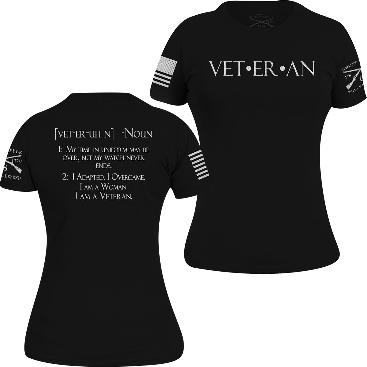 Grunt Style Women's Woman Veteran T-Shirt - Black - Forza Sports
