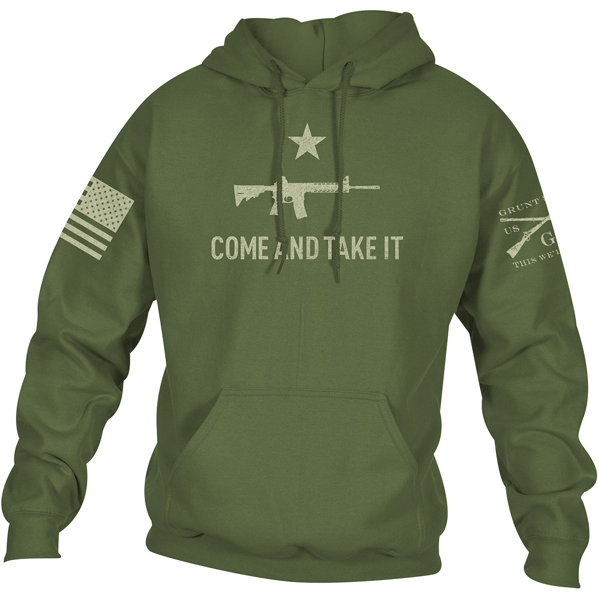 Grunt Style Come And Take It 2A Edition Pullover Hoodie - Military Green Grunt Style