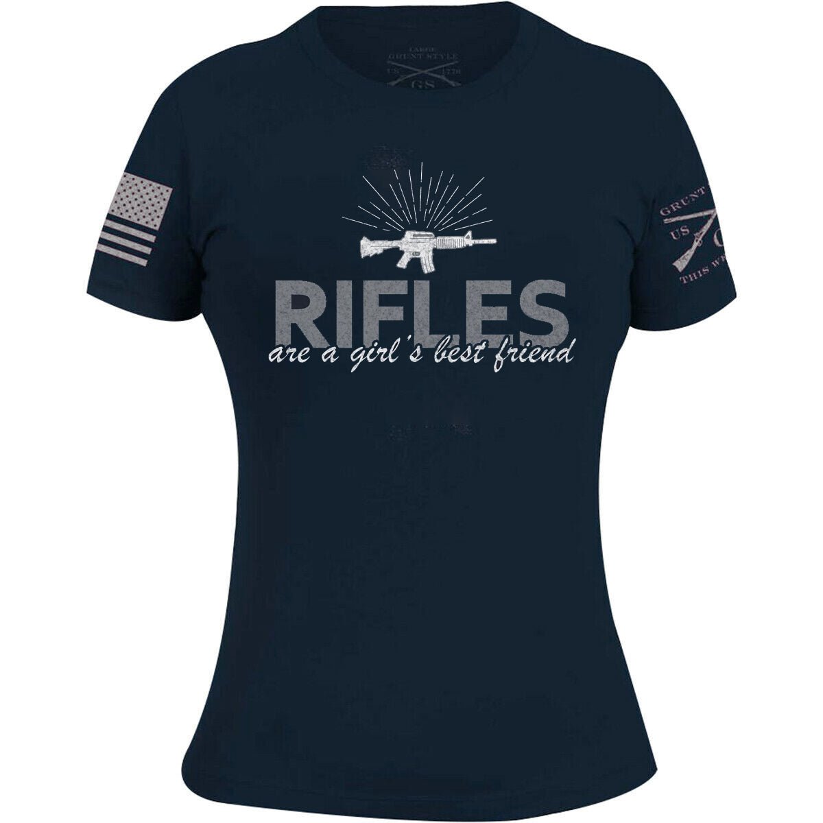 Grunt Style Women's Rifles Are A Girl's Best Friend T-Shirt - Navy - Forza Sports