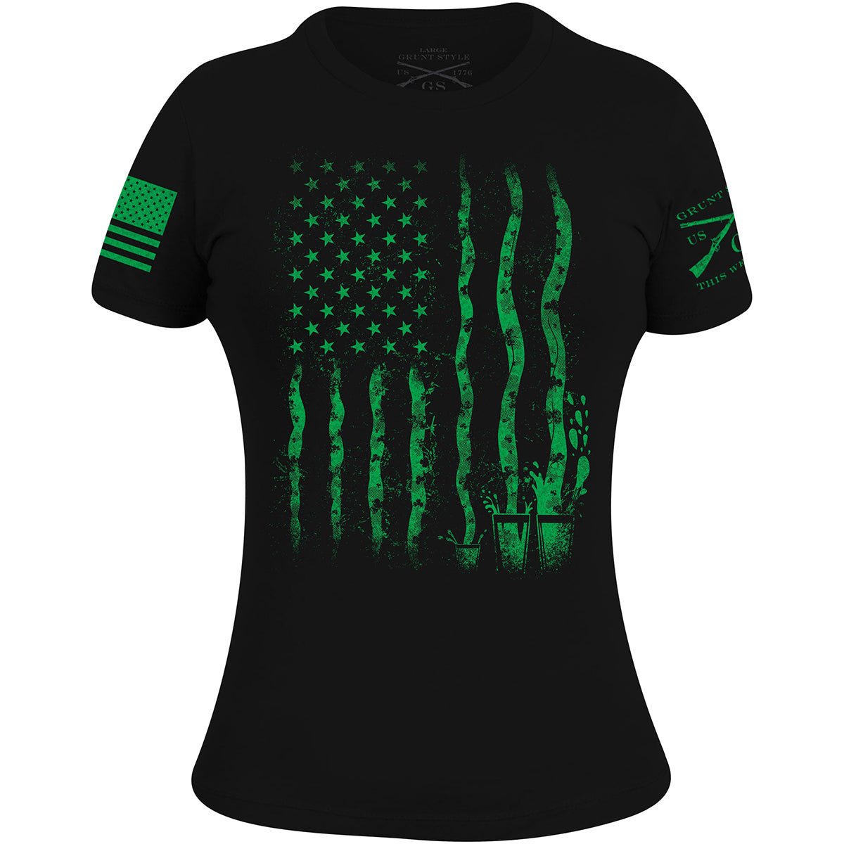 Grunt Style Women's Lucky Liquor Flag T-Shirt - Black - Forza Sports