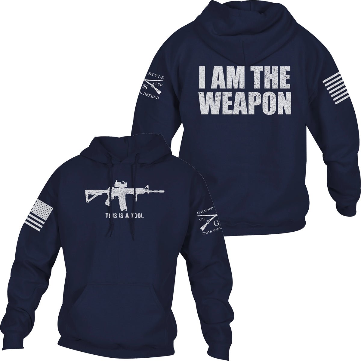 Grunt Style I Am The Weapon Pullover Hoodie - Navy - Forza Sports