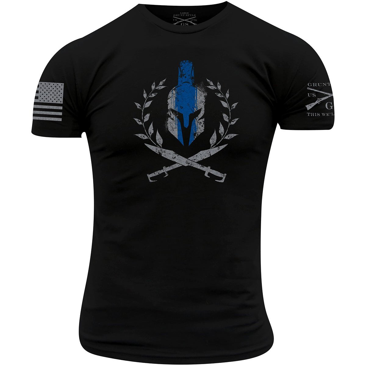 Grunt Style Spartan Blue Line T-Shirt - Black - Forza Sports