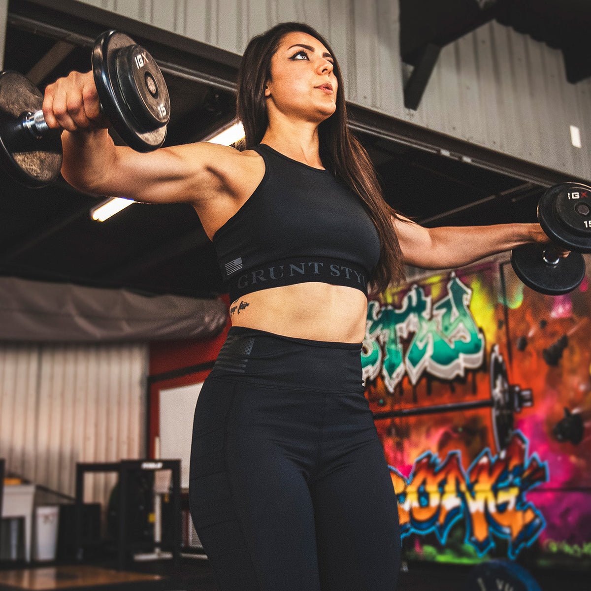 Grunt Style Women's Racerback Sports Bra - Black - Forza Sports