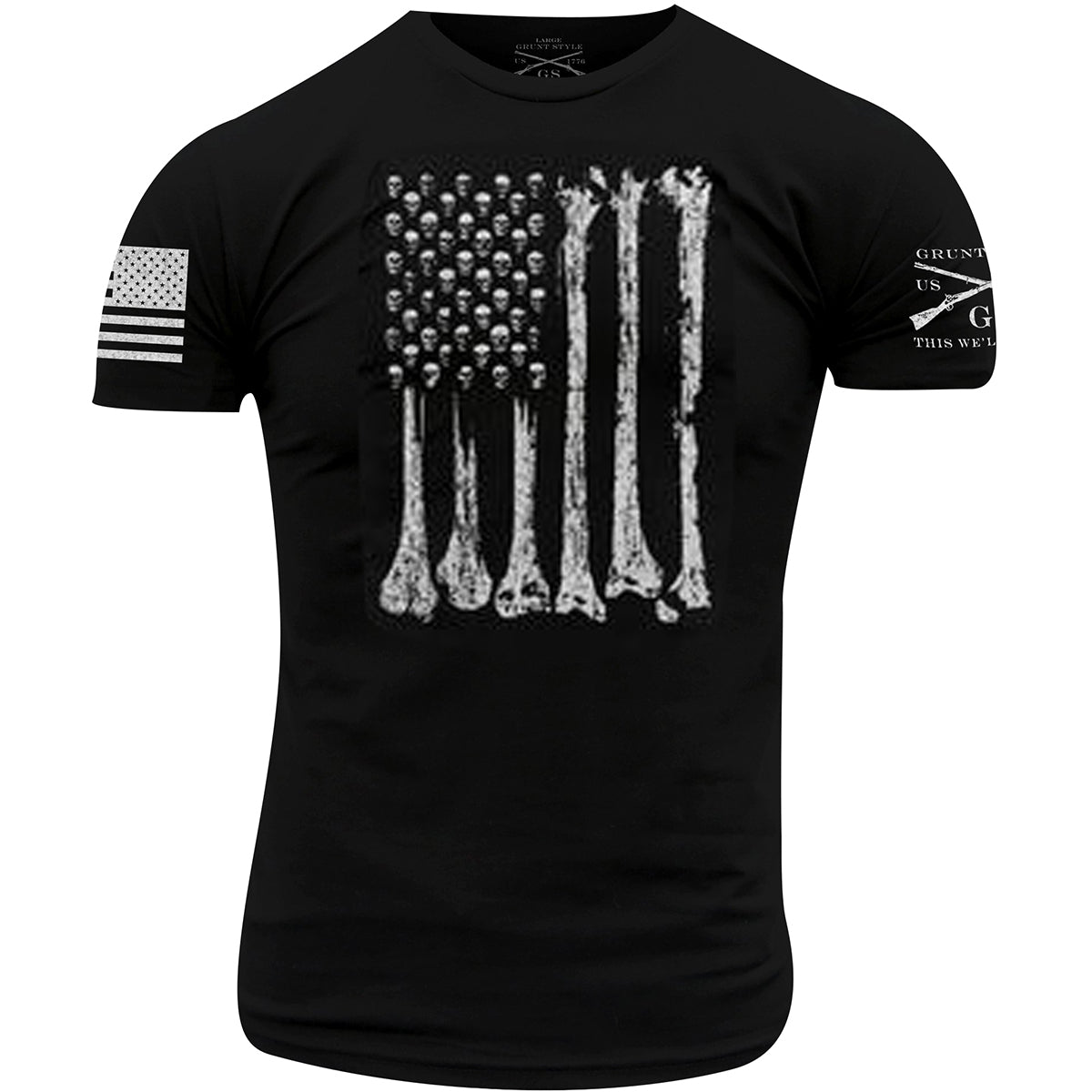 Grunt Style Skull and Bones Flag T-Shirt - Black - Forza Sports