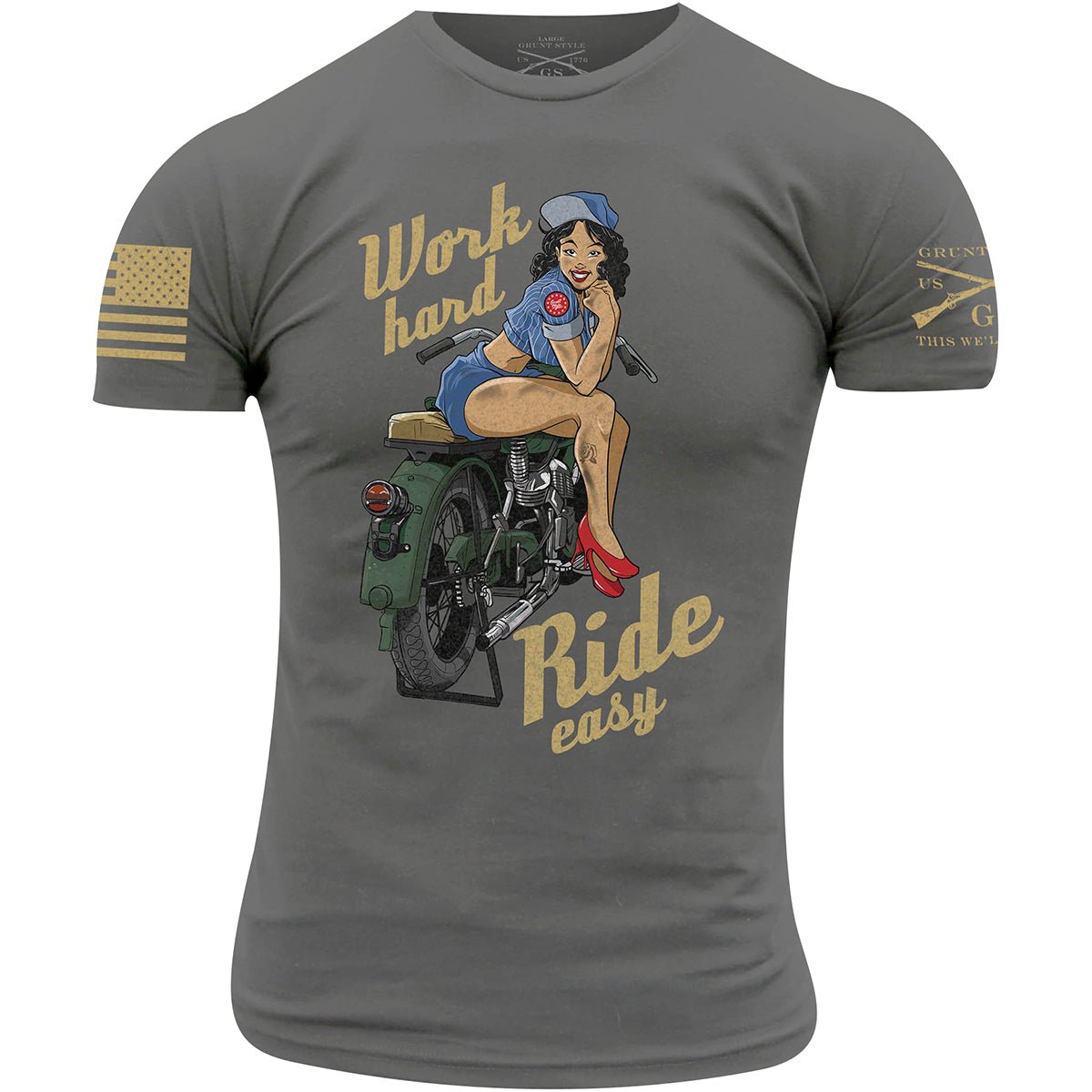 Grunt Style Work Hard, Ride Easy T-Shirt - Gray - Forza Sports