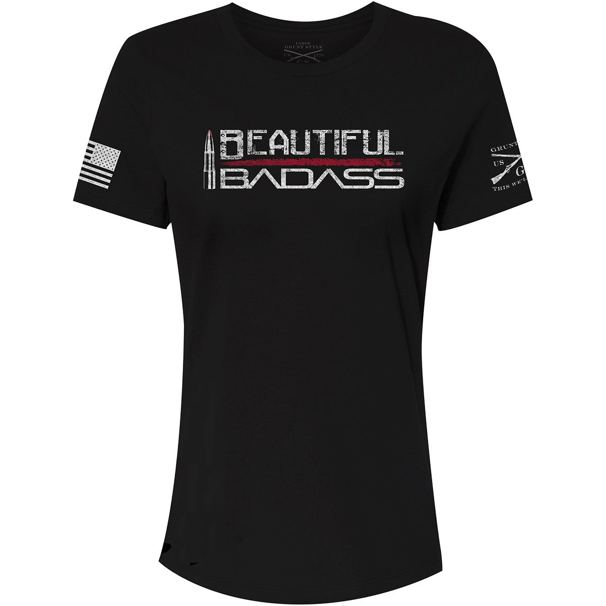 Grunt Style Women's Relaxed Fit Beautiful Badass T-Shirt - Black - Forza Sports