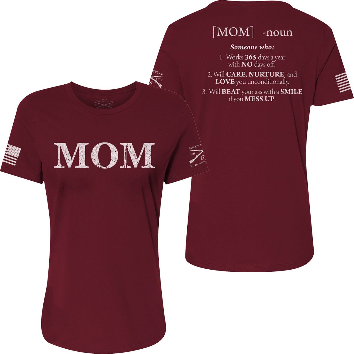Grunt Style Women's Mom Defined Relaxed Fit T-Shirt - Maroon - Forza Sports