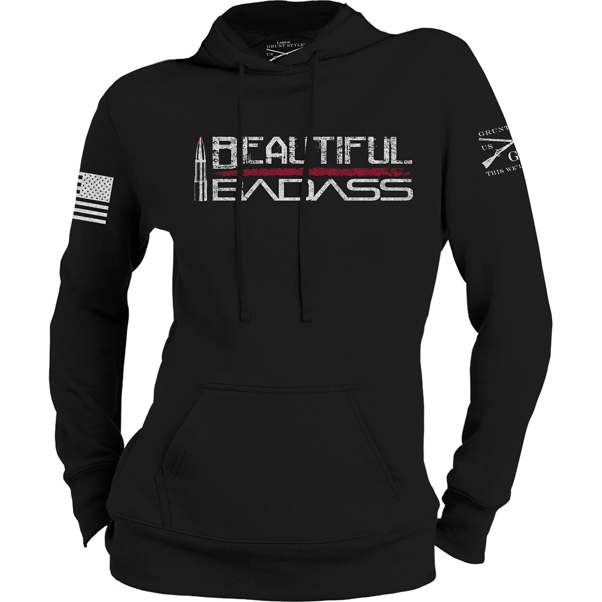Grunt Style Women's Beautiful Badass Pullover Hoodie - Black - Forza Sports