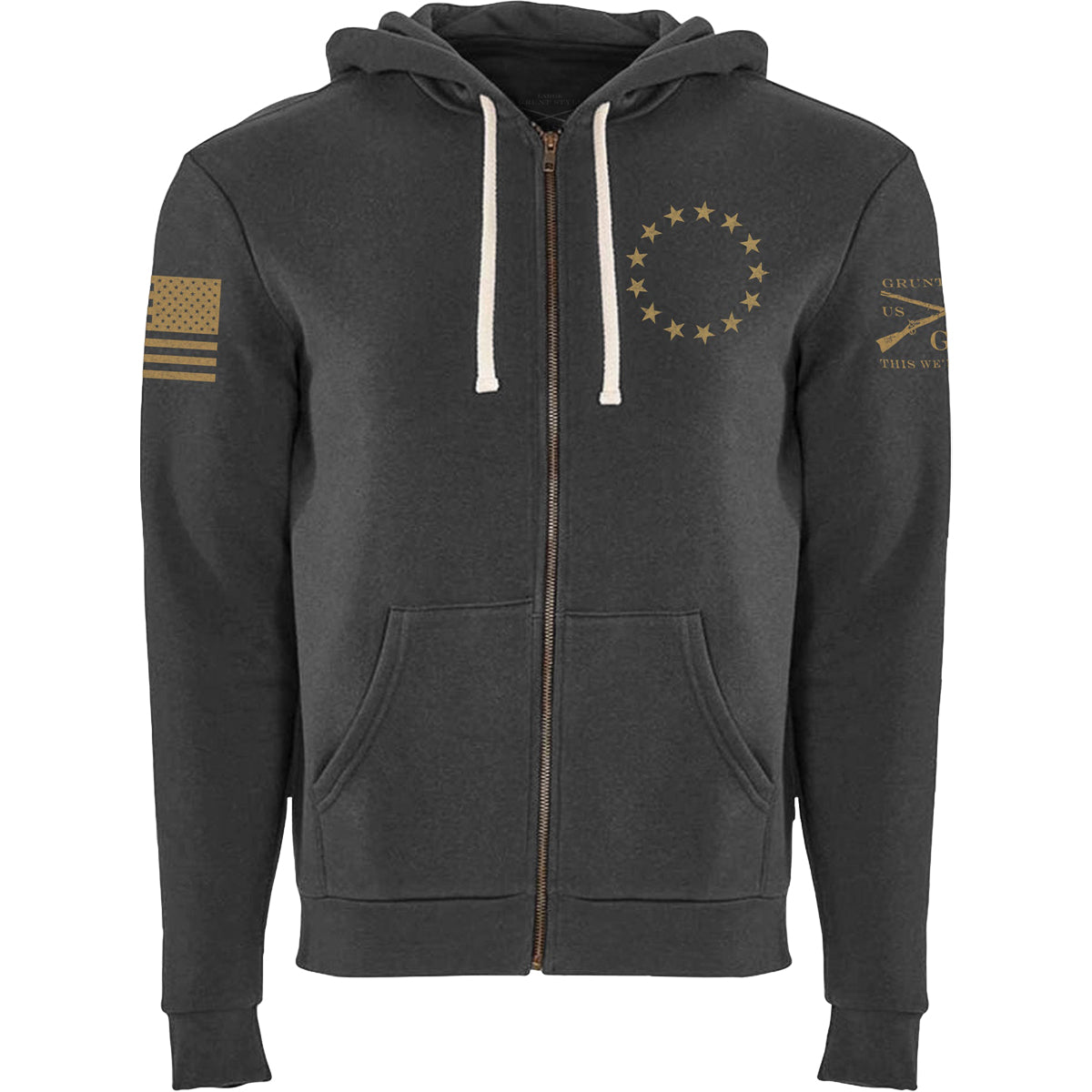 Grunt Style Betsy Flag Full Zip Hoodie - Gray - Forza Sports