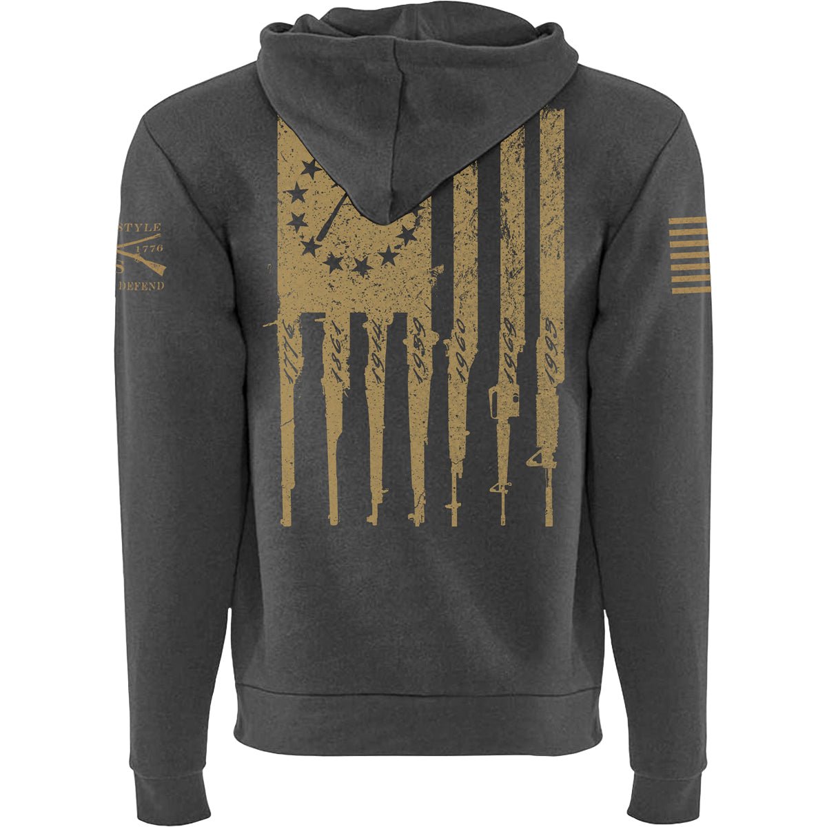 Grunt Style Betsy Flag Full Zip Hoodie - Gray - Forza Sports