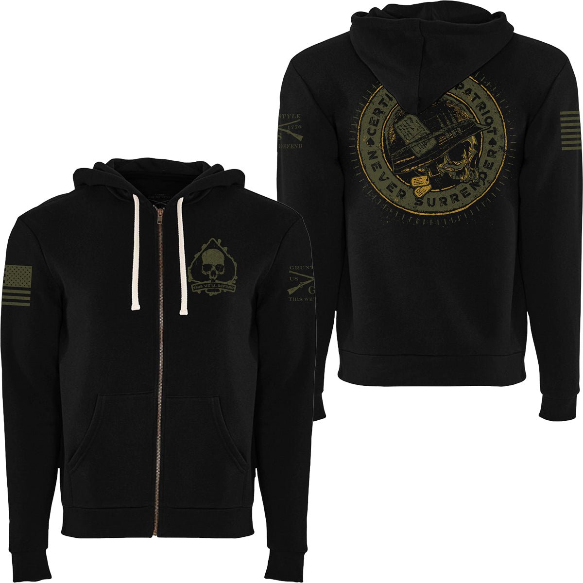 Grunt Style Patriot Seal Full Zip Hoodie - Black - Forza Sports