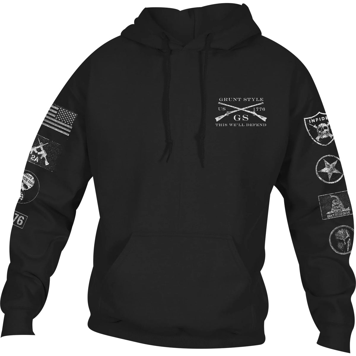 Grunt Style Patch Pullover Hoodie - Black - Forza Sports