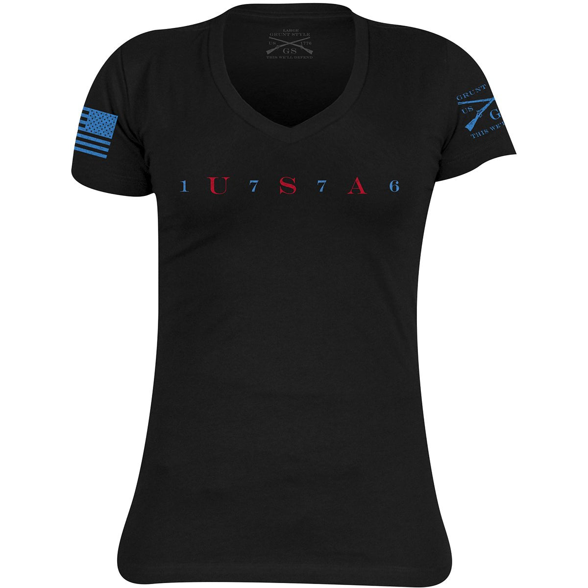 Grunt Style Women's USA 76 V - Neck T-Shirt - Black - Forza Sports