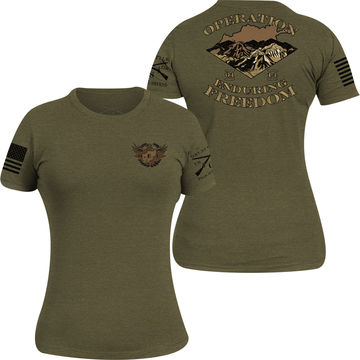 Grunt Style Women's O.E.F. Veteran T-Shirt - Military Green Grunt Style