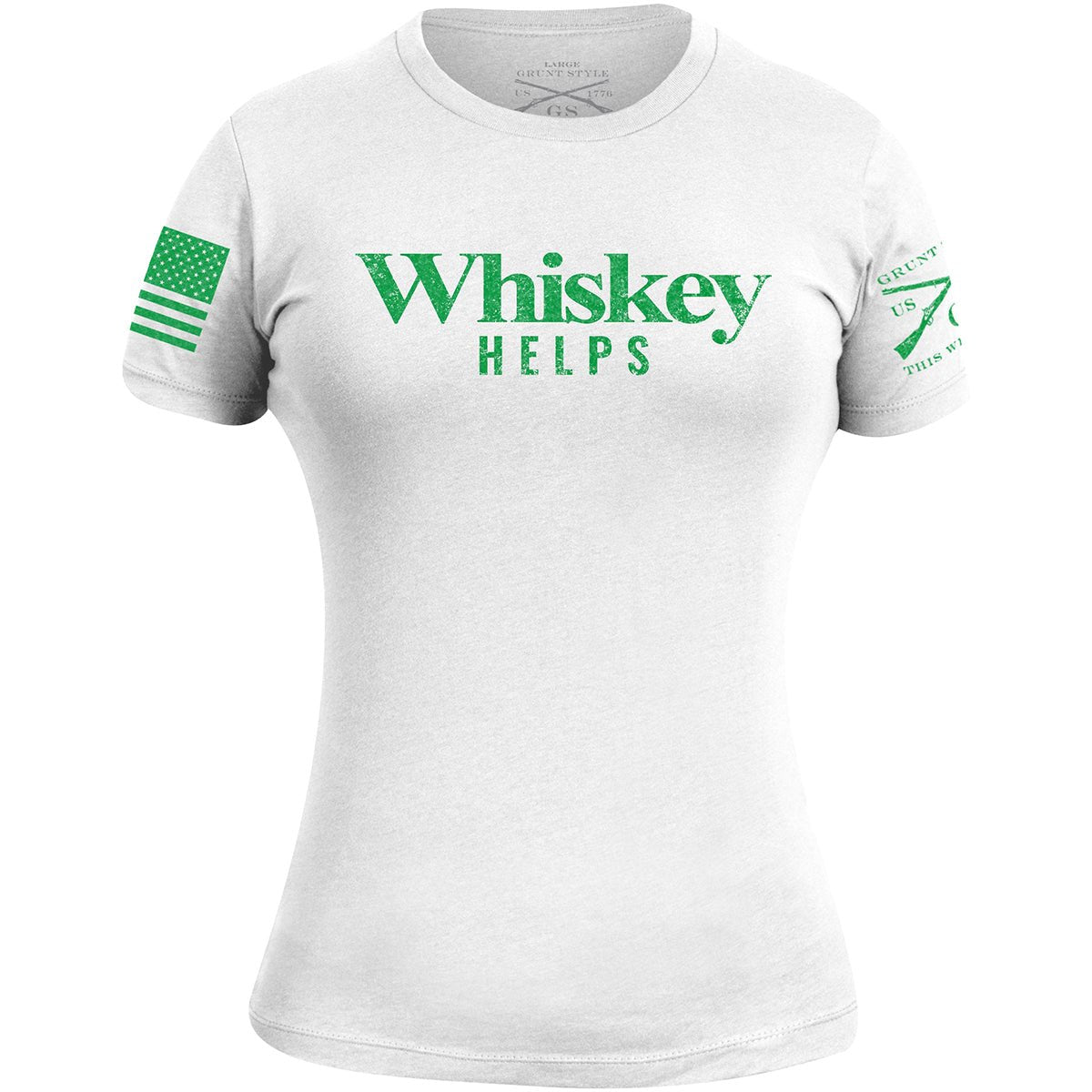 Grunt Style Women's Whiskey Helps - St. Patrick's Day Edition T-Shirt - White - Forza Sports