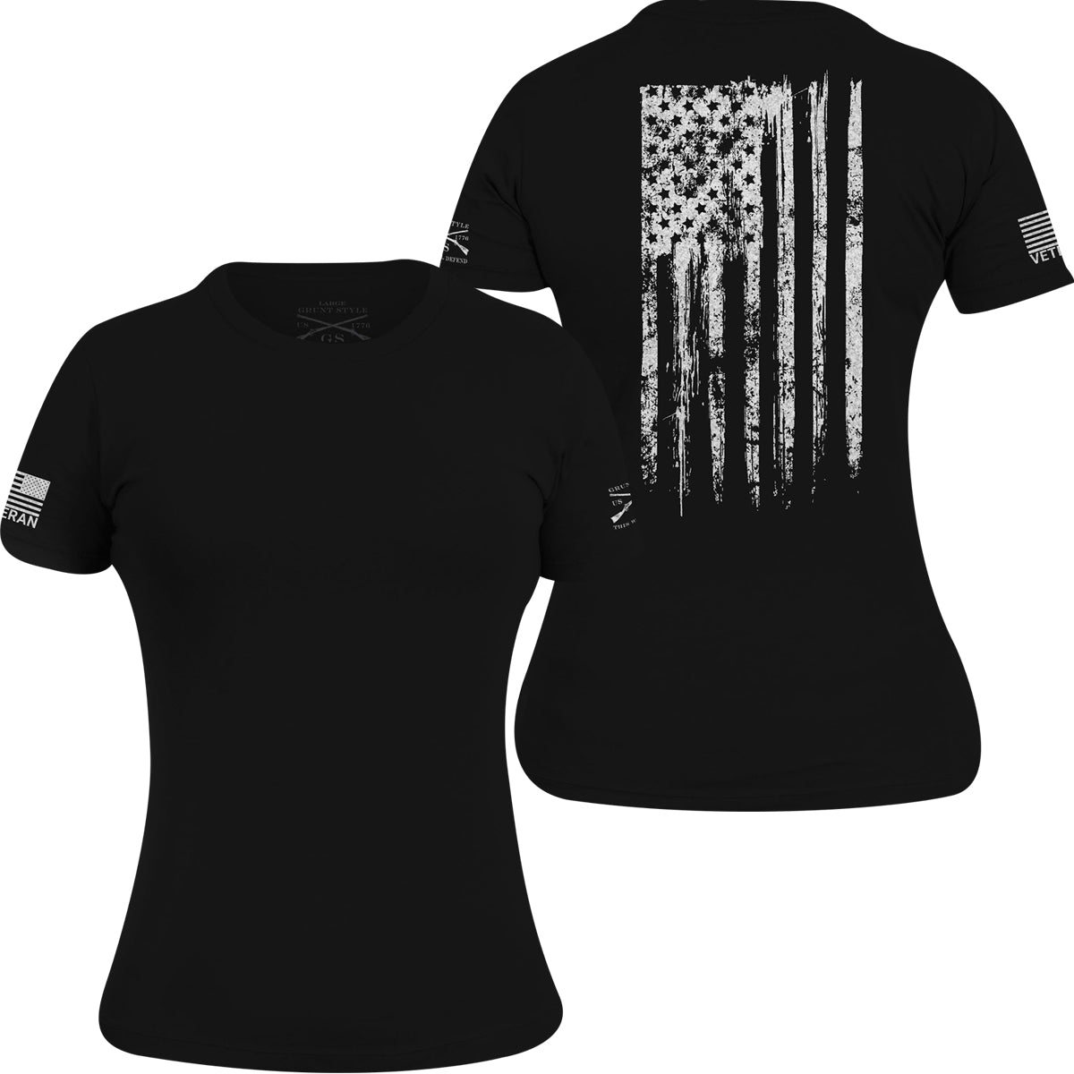 Grunt Style Women's Veteran Flag T-Shirt - Black - Forza Sports