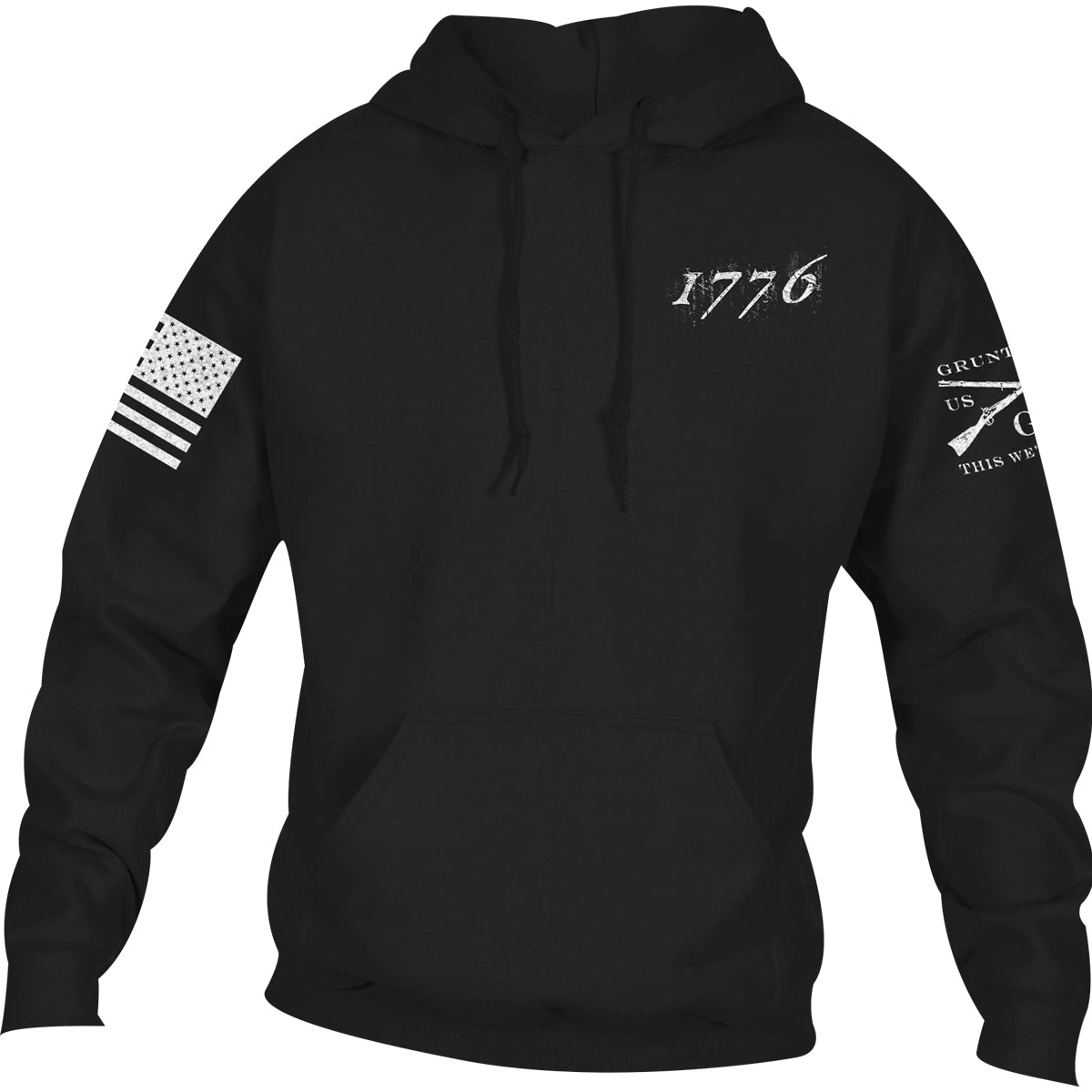 Grunt Style 1776 Flag Pullover Hoodie - Black - Forza Sports