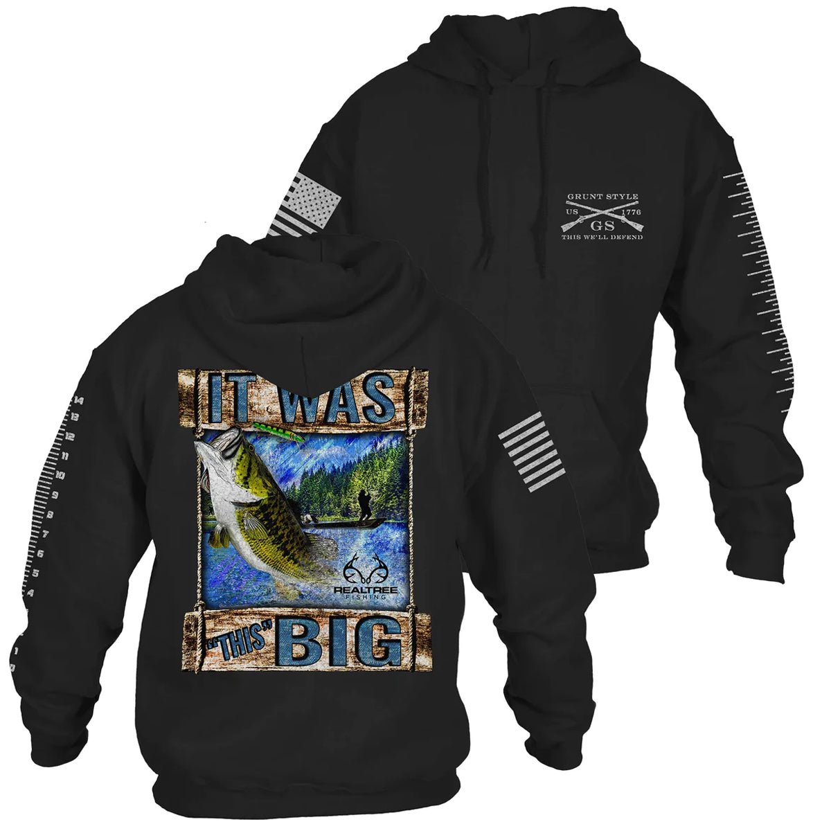 Grunt Style Reeltree Fishing - It Was This Big Pullover Hoodie - Black - Forza Sports