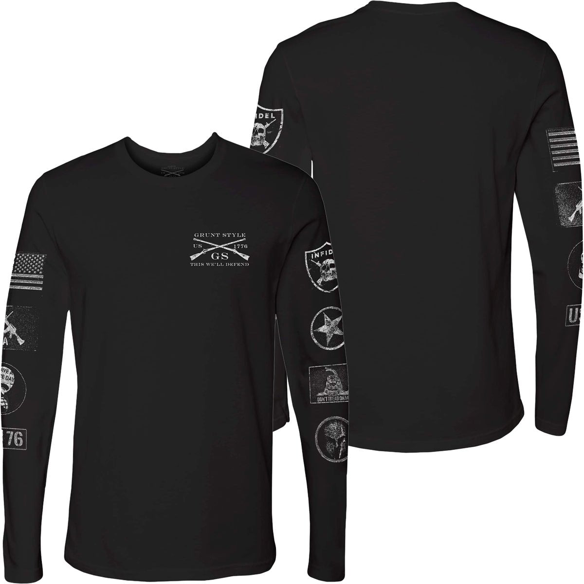 Grunt Style Patch Long Sleeve T-Shirt - Black - Forza Sports
