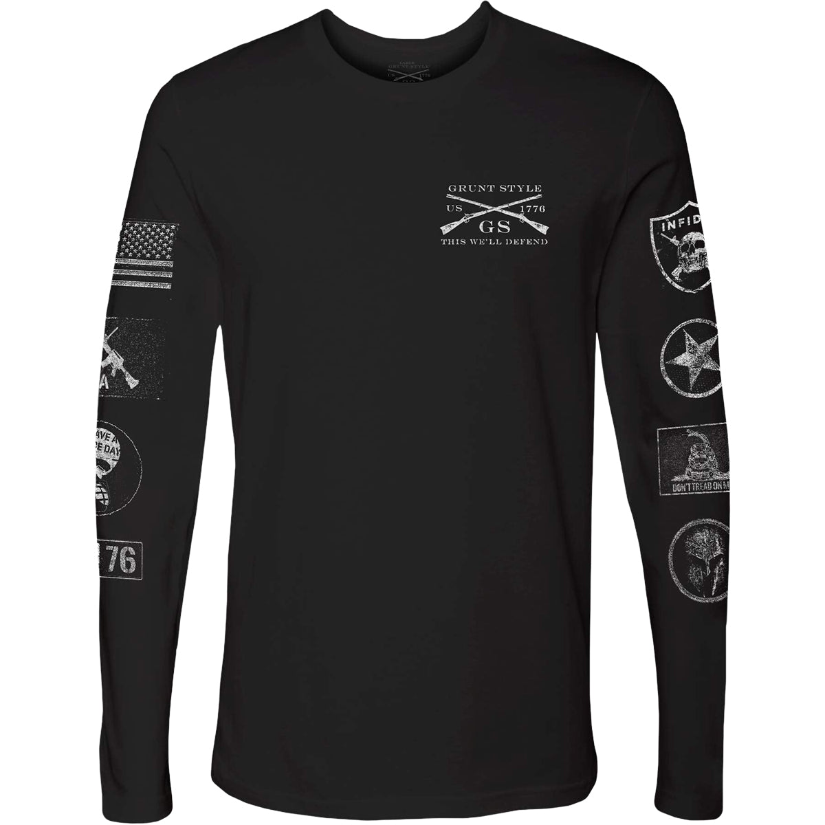 Grunt Style Patch Long Sleeve T-Shirt - Black - Forza Sports