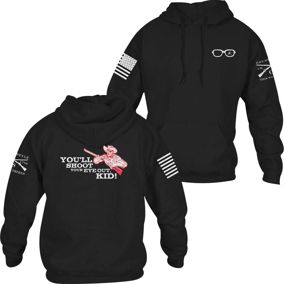 Grunt Style You'll Shoot Your Eye Out, Kid Pullover Hoodie - Black - Forza Sports