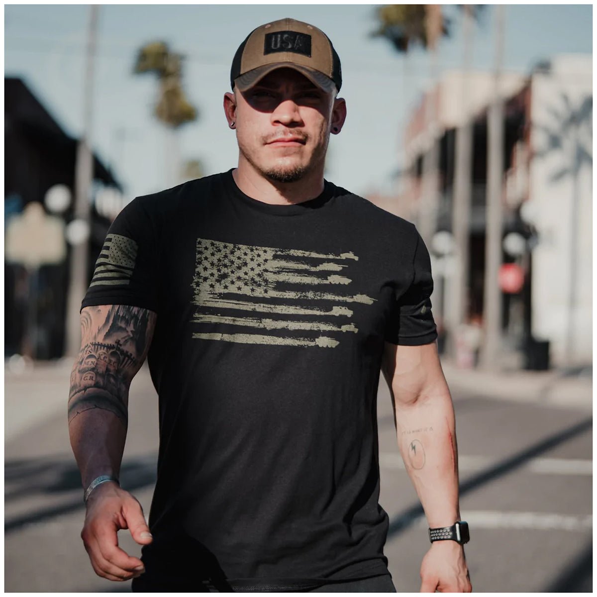 Grunt Style By Land Flag T-Shirt - Black - Forza Sports
