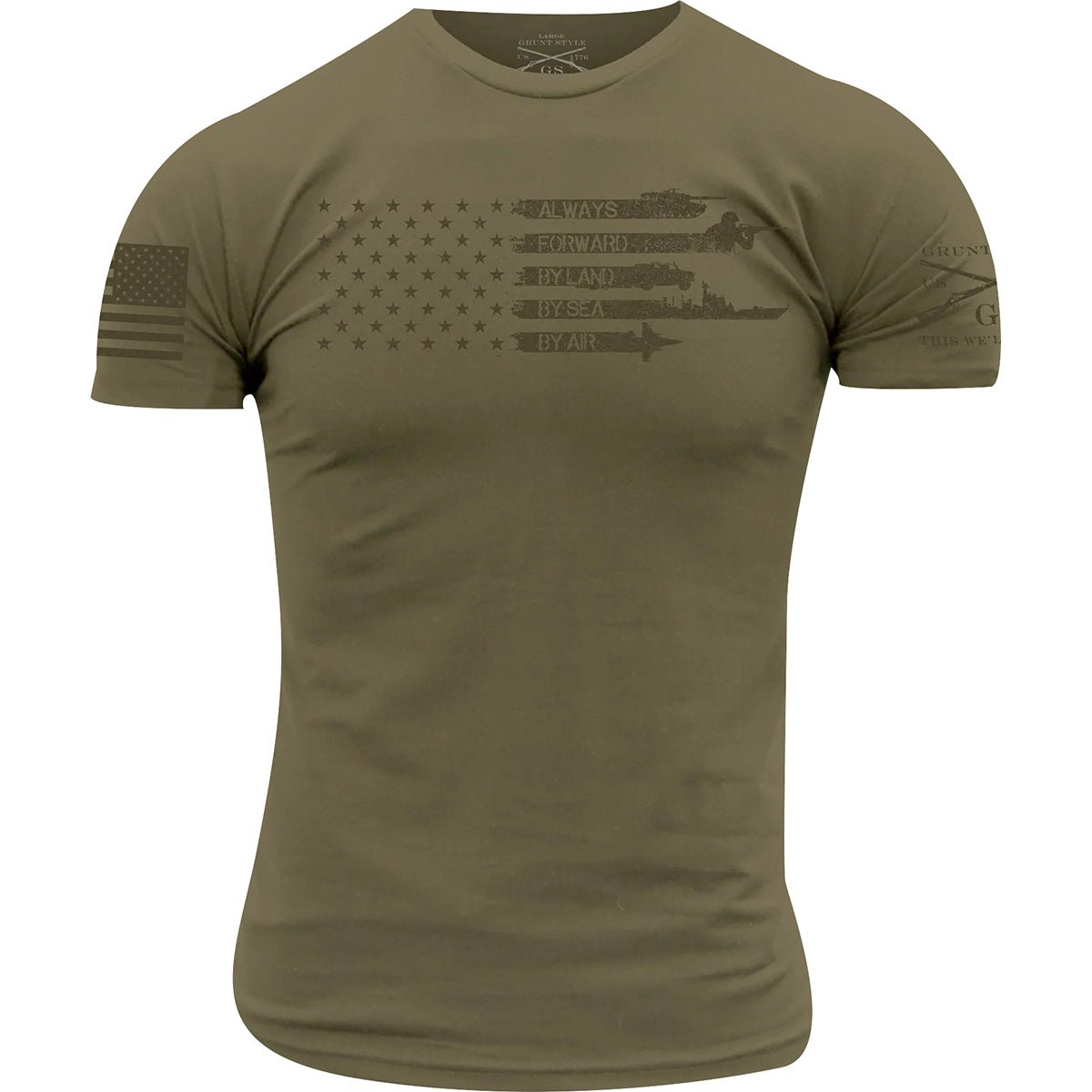 Grunt Style Always Forward Flag T-Shirt - Military Green - Forza Sports