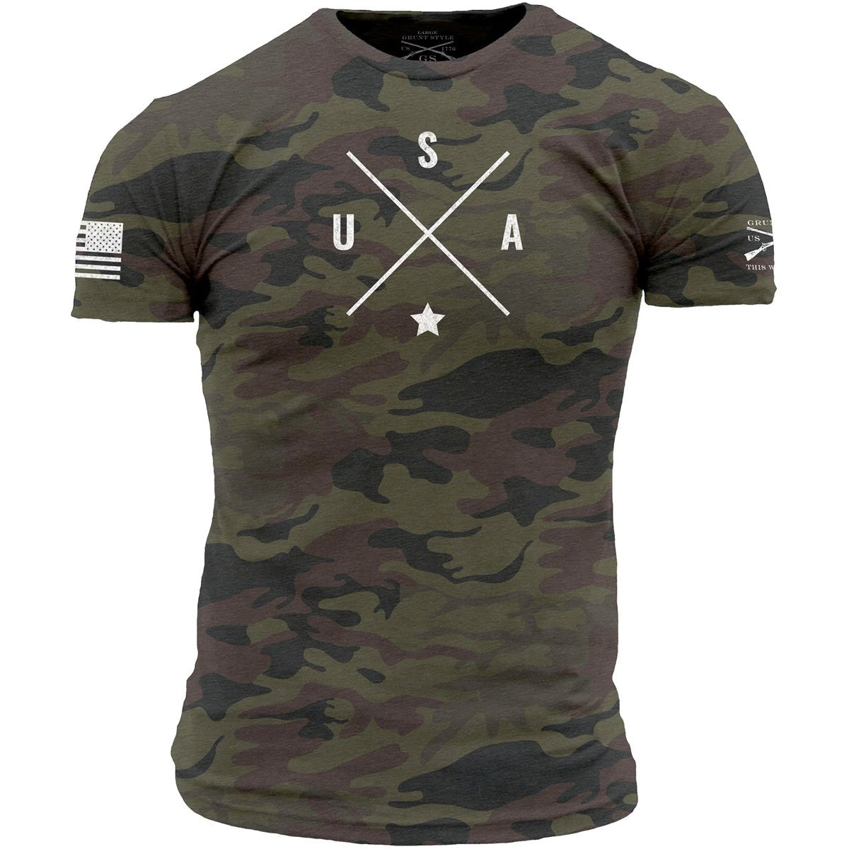 Grunt Style Simple USA T-Shirt - Woodland Camo - Forza Sports
