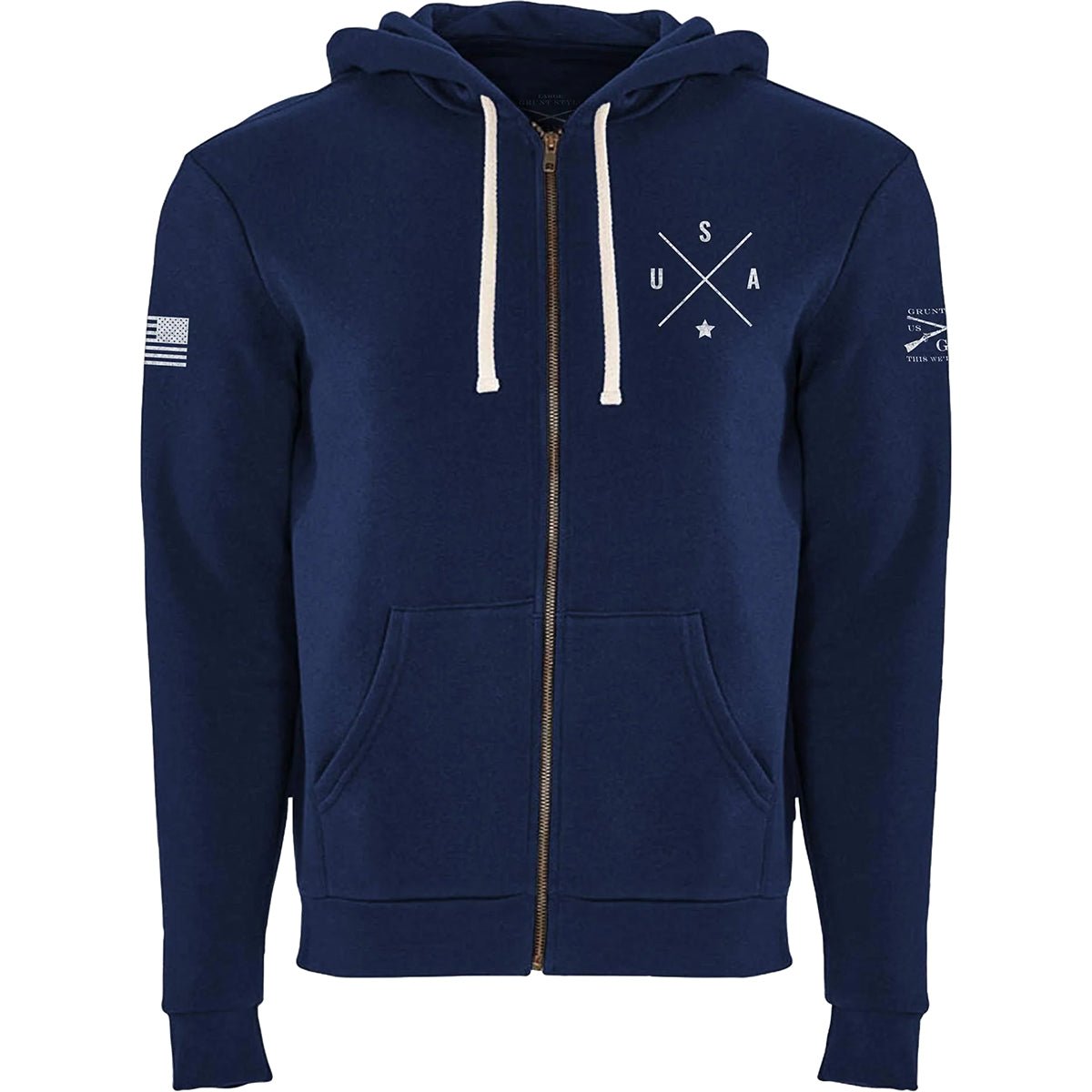 Grunt Style Simple USA Full Zip Hoodie - Midnight Navy - Forza Sports