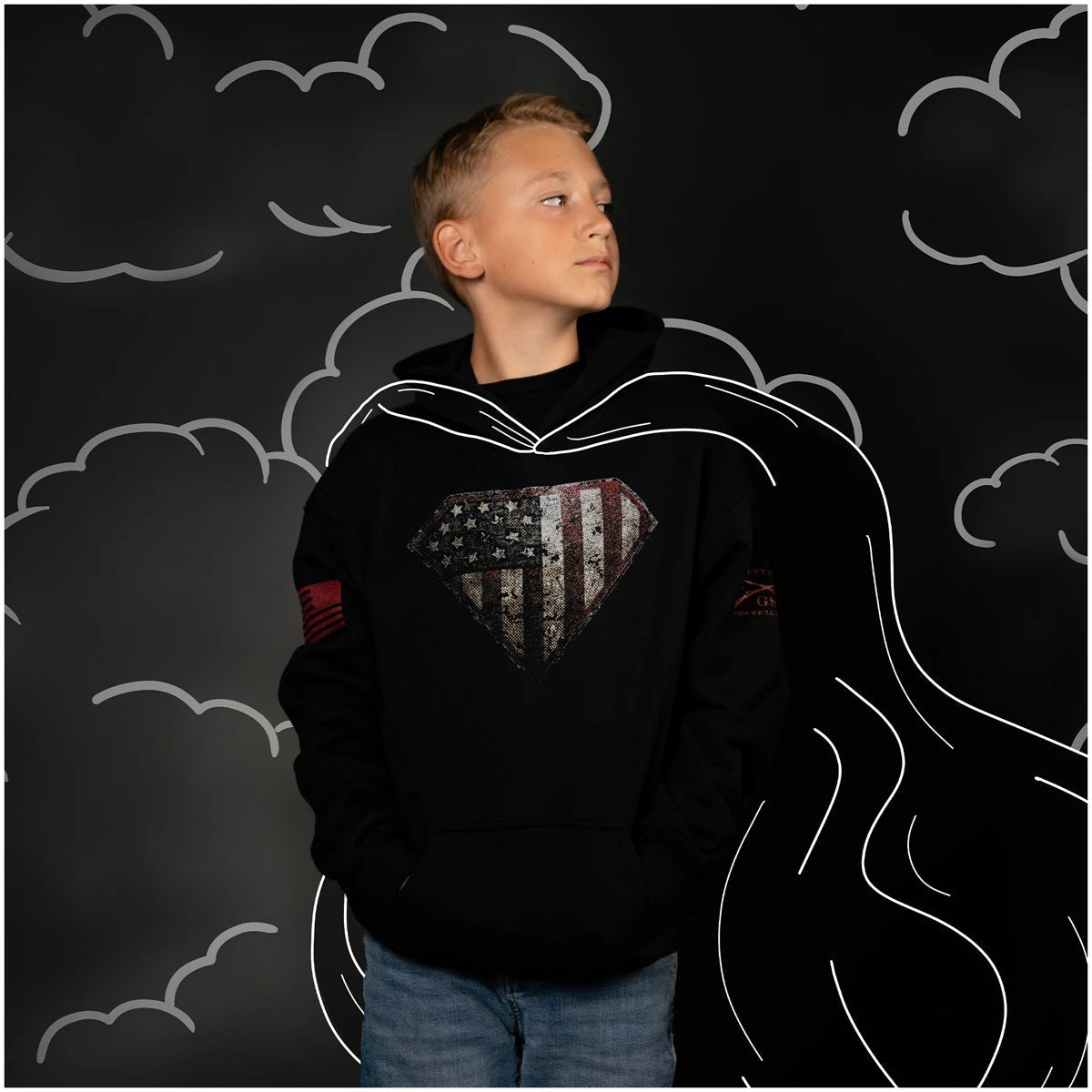 Grunt Style Youth Super Patriot 2.0 Pullover Hoodie - Black - Forza Sports
