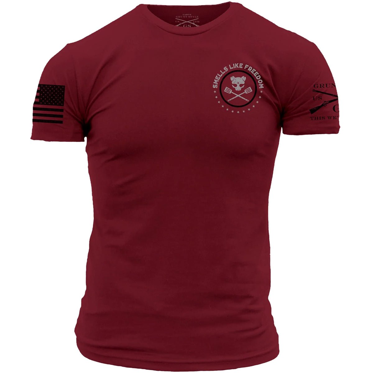 Grunt Style Whiskey Bacon Freedom T-Shirt - Cardinal - Forza Sports