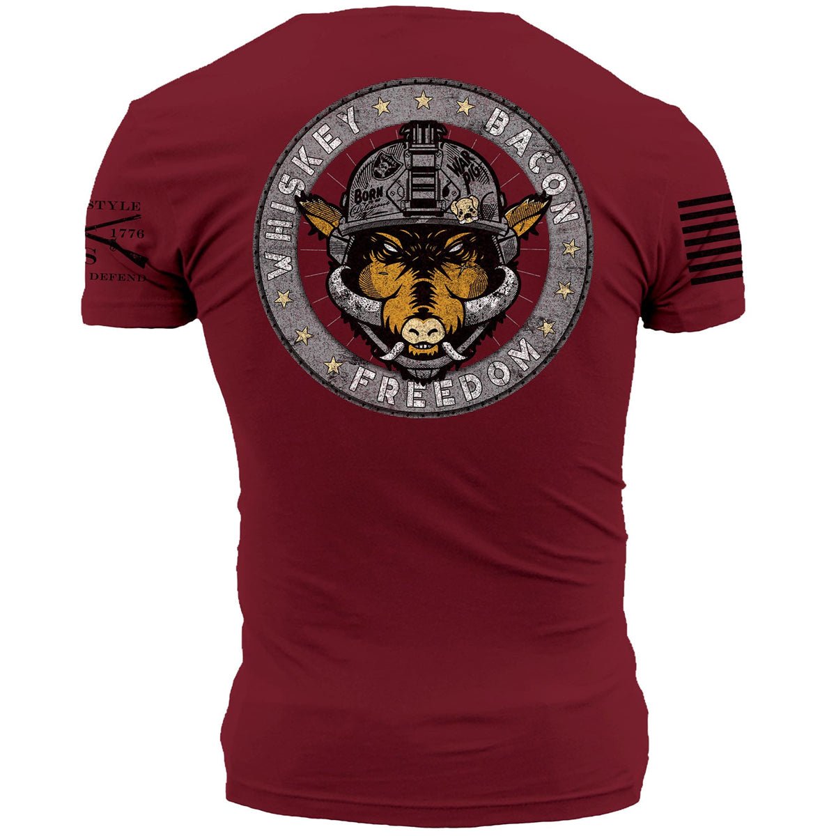 Grunt Style Whiskey Bacon Freedom T-Shirt - Cardinal - Forza Sports