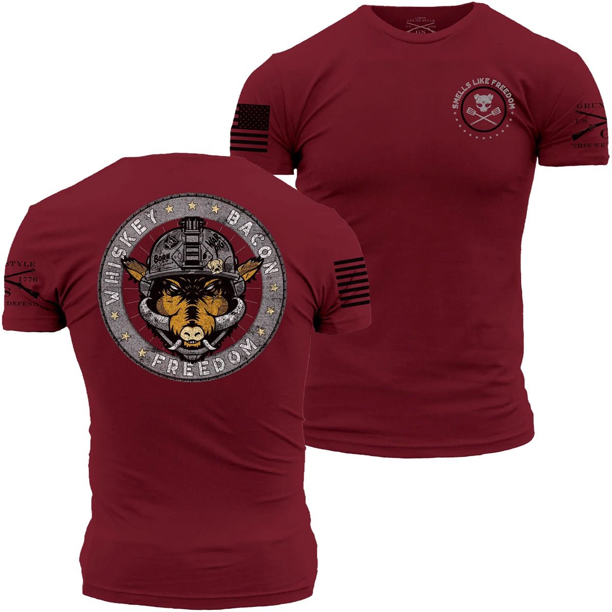 Grunt Style Whiskey Bacon Freedom T-Shirt - Cardinal - Forza Sports