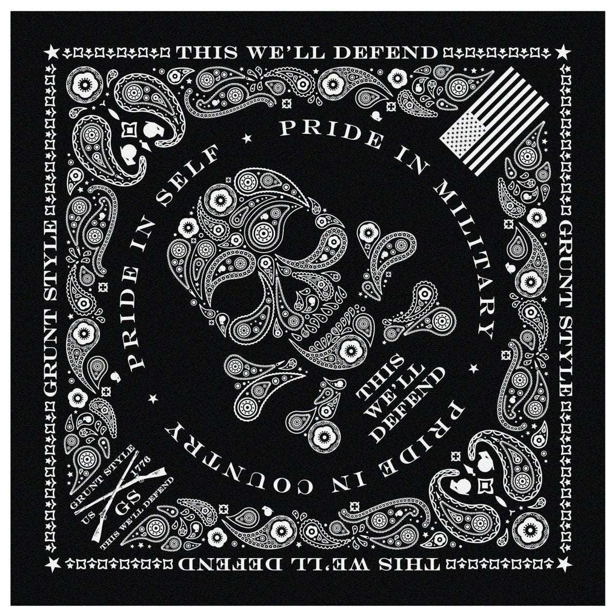 Grunt Style Death Paisley Bandana - Black - Forza Sports