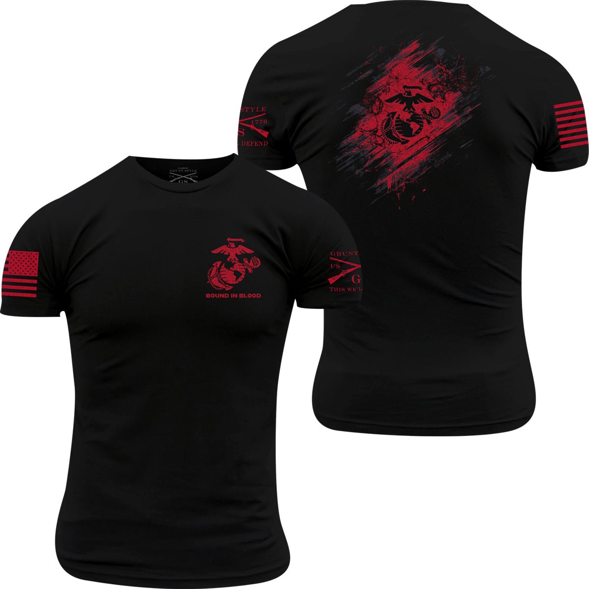 Grunt Style USMC - Bound In Blood T-Shirt - Black - Forza Sports