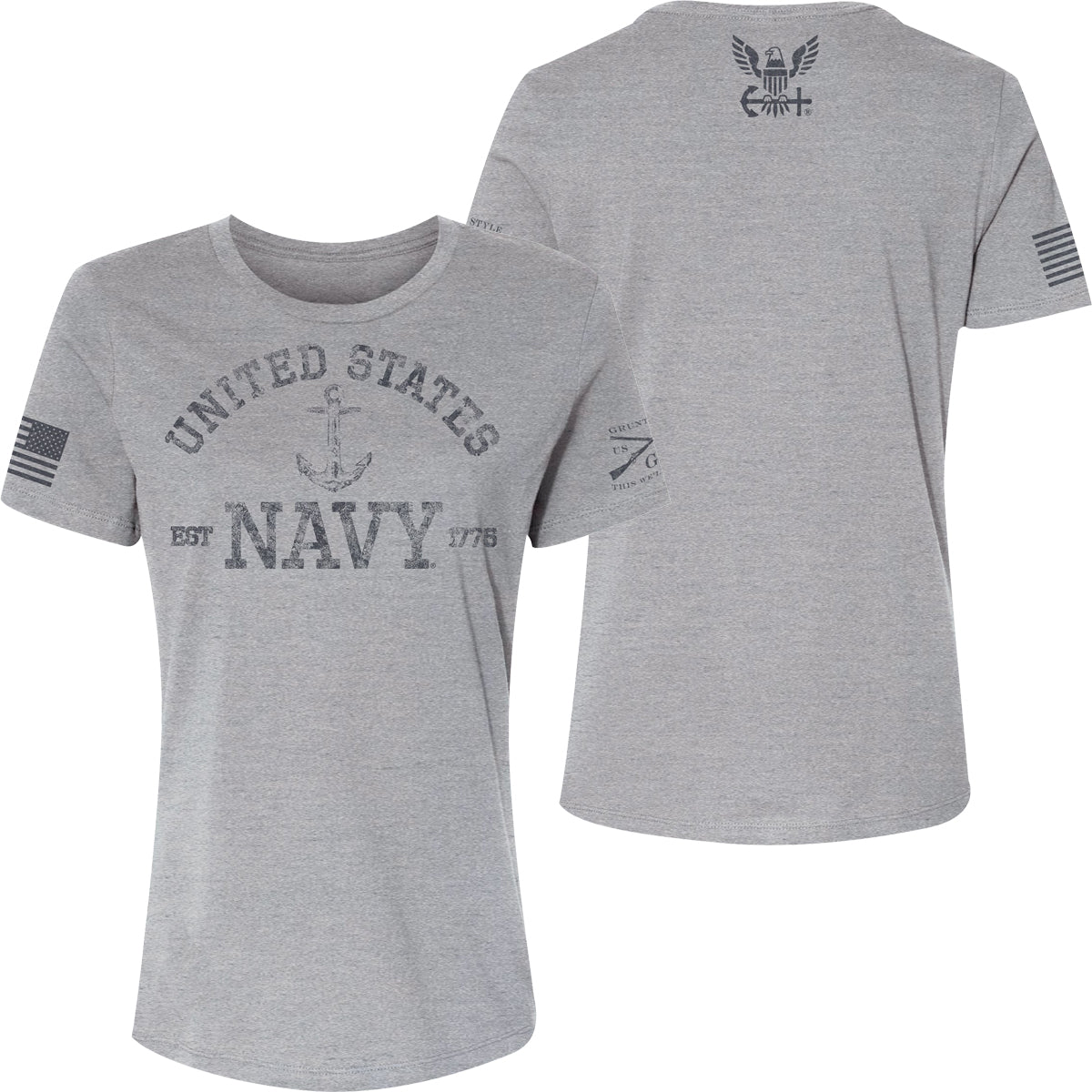 Grunt Style Women's USN - Est. 1775 Relaxed Fit T-Shirt - Athletic Heather - Forza Sports