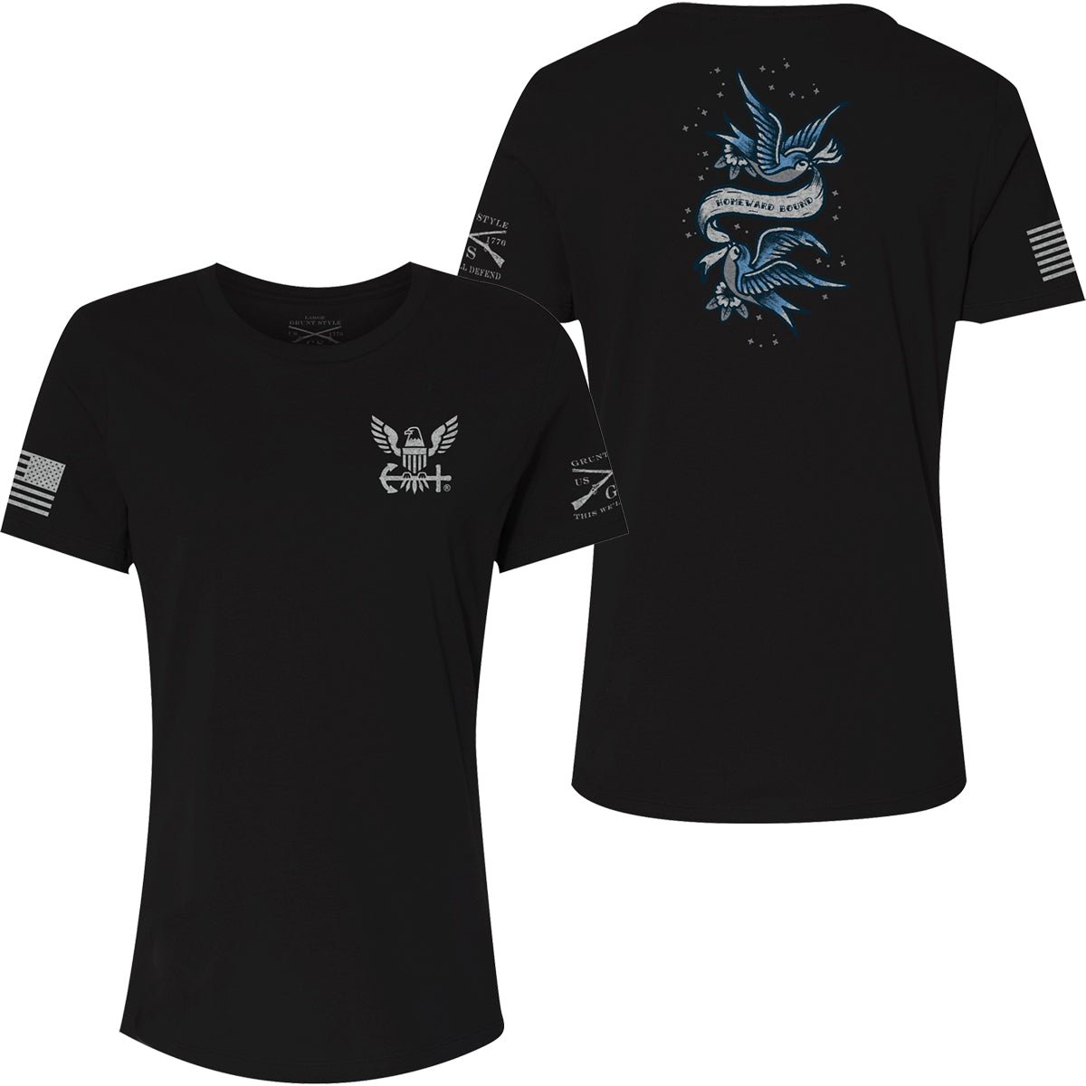 Grunt Style Women's Relaxed Fit USN - Homeward Bound T-Shirt - Black - Forza Sports