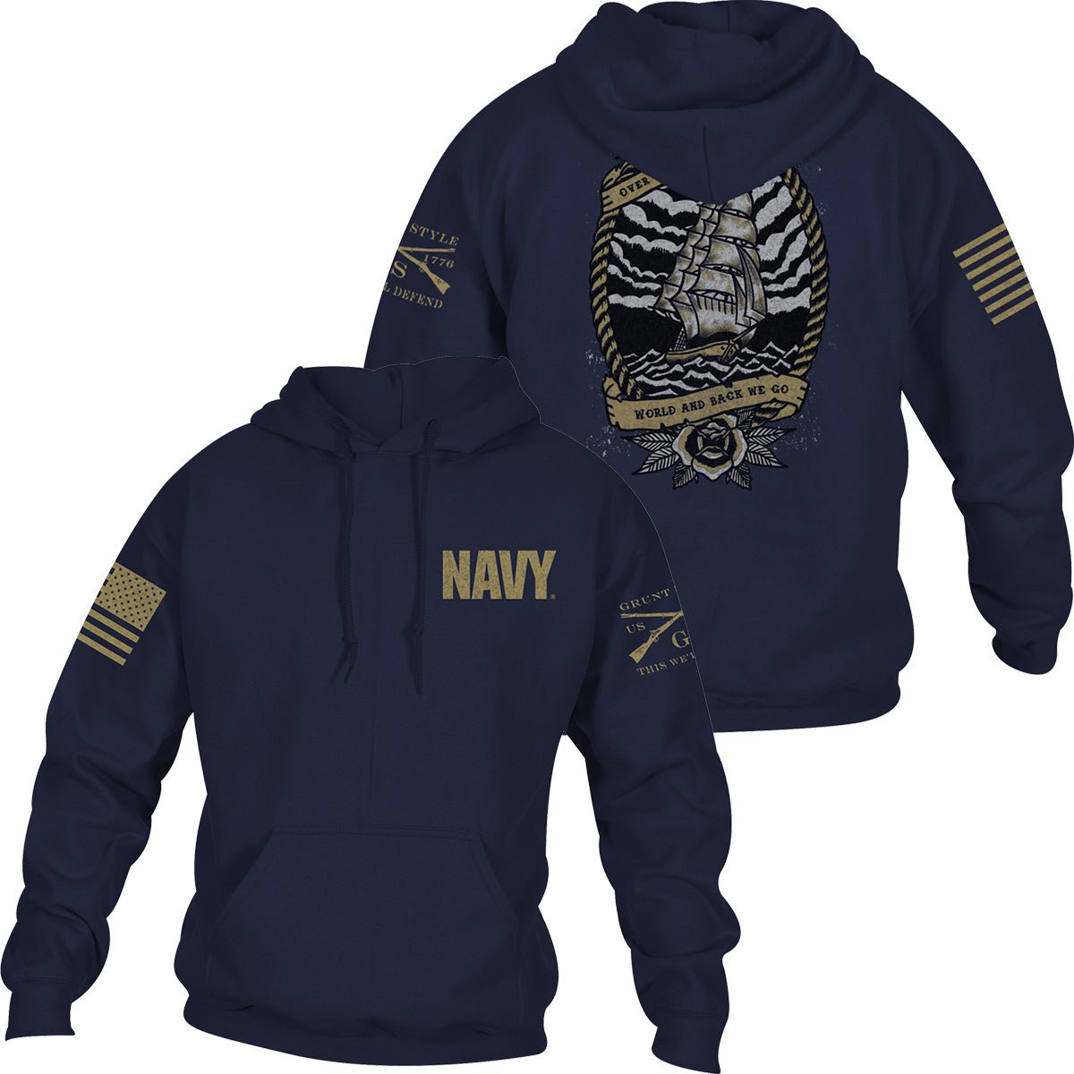 Grunt Style USN - Edge of the World Hoodie Pullover Hoodie - Navy - Forza Sports