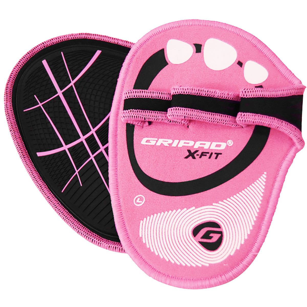 Pink and black exercise pads with 'Gripad X-Fit' branding on a white background