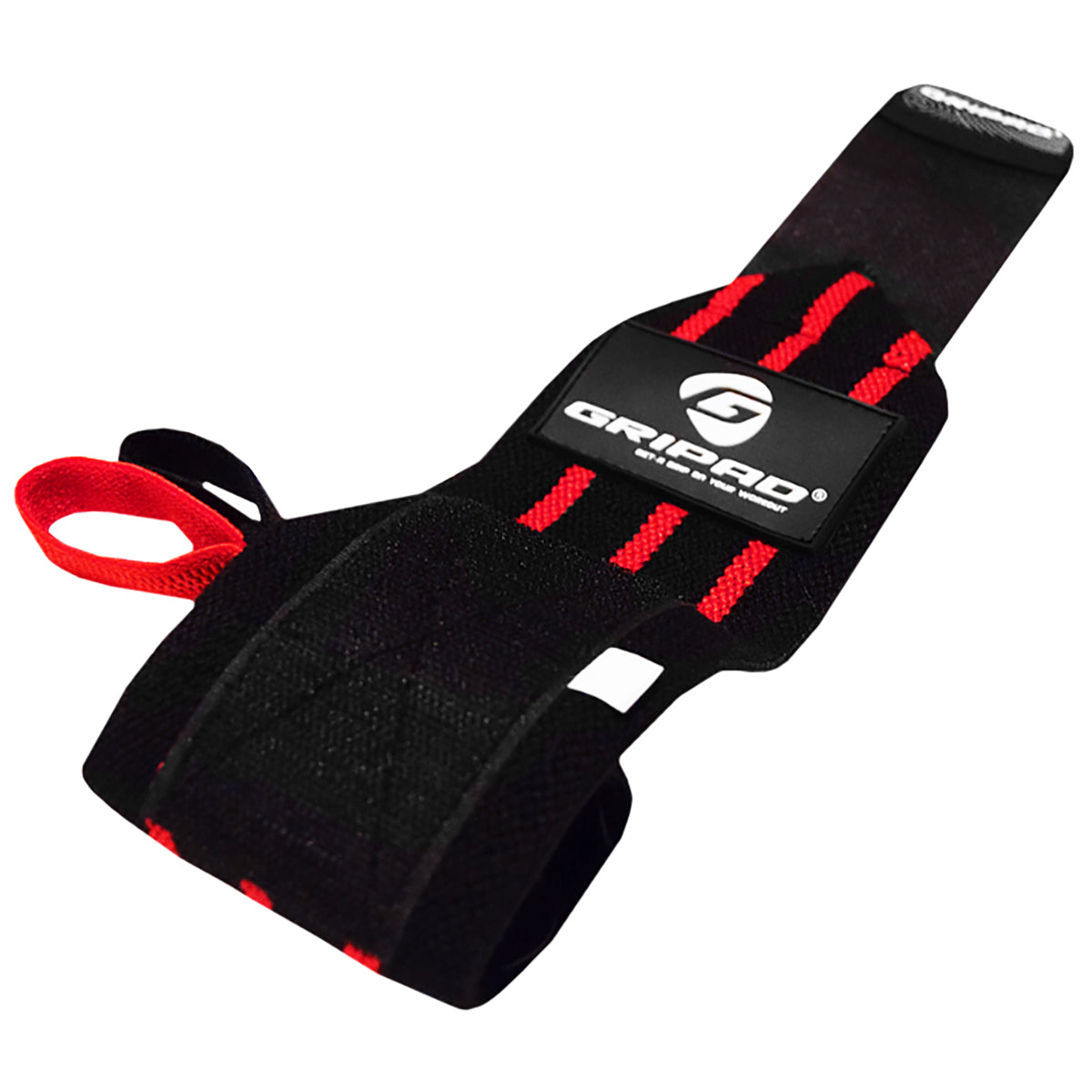 Black wrist support with red accents and a visible brand logo on a white background