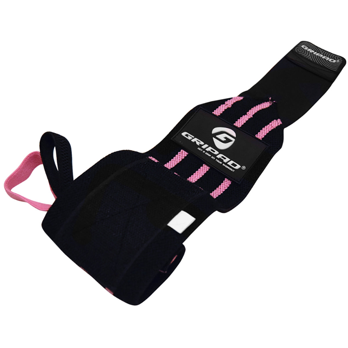 Black and pink wrist support brace with 'Gripad' branding on a white background