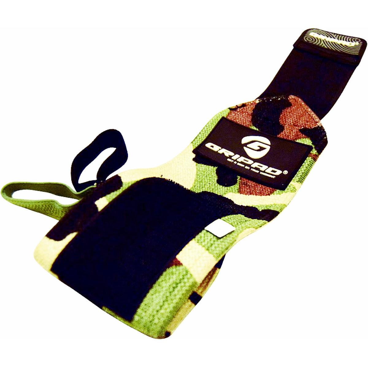 Camouflage archery quiver with a brand label on a white background