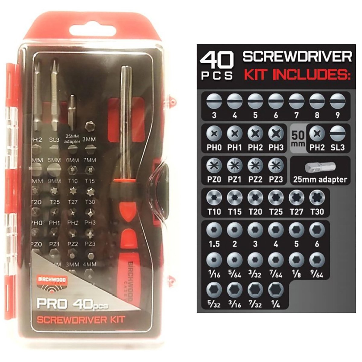 Birchwood Casey - Pro Screwdriver Kit - 40 Piece Kit with Case - Forza Sports