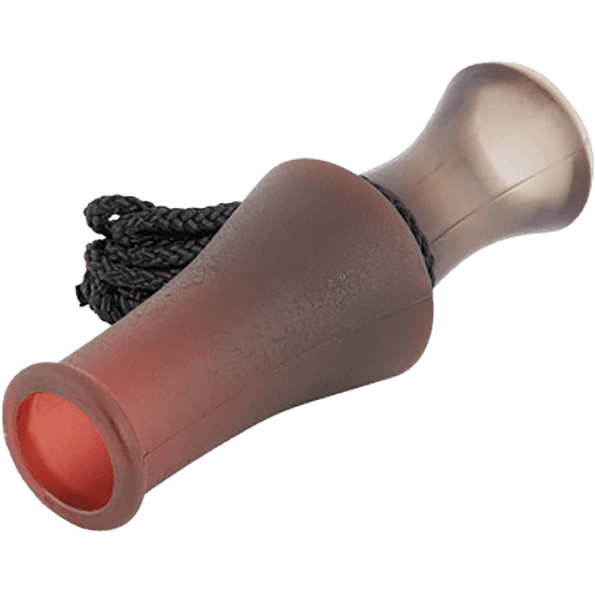 Brown and red coon squaller predator call on a white background