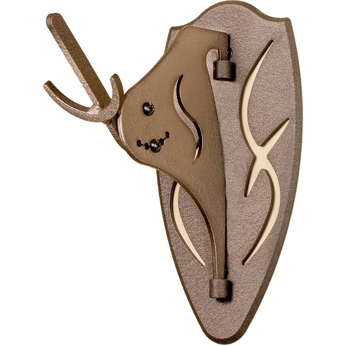 Decorative wall hook short arm trophy mount with deer head design on a white background