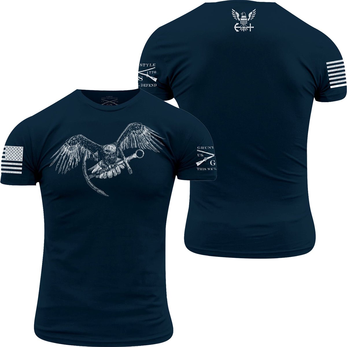 Grunt Style USN - Flying Eagle and Anchor T-Shirt - Navy - Forza Sports