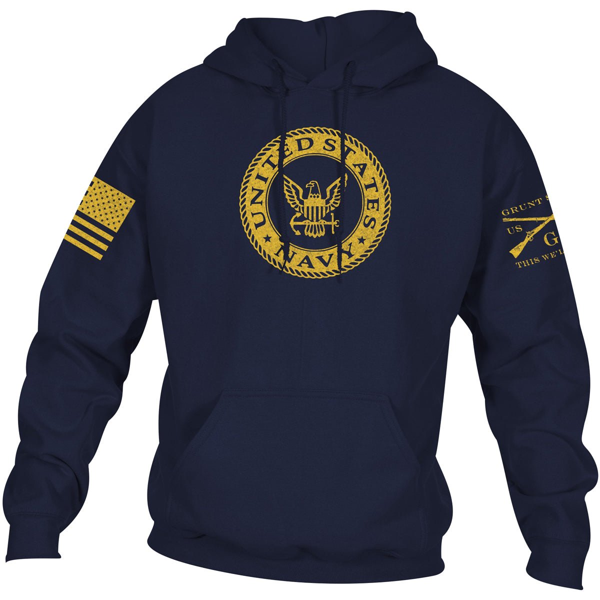 Grunt Style USN - Navy Colors Pullover Hoodie - Navy - Forza Sports